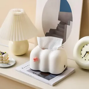 Scatola di Fazzoletti a Forma di Nuvola con Molla in Plastica Bianco Crema Porta Tovaglioli da Scrivania Minimalista Soggiorno