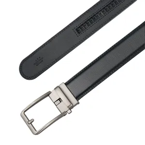 Detailed view of men's leather belt with automatic buckle and 1200mm size mark