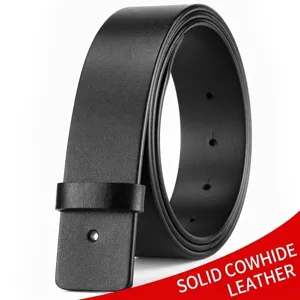 Men's High-End Genuine Leather Belt Top Grain Cowhide Solid Core Perforated Pin Buckle Waist Belt For Business Casual Fashion Waistband
