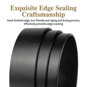 Premium men's top grain cowhide leather belt with exquisite oil edge craftsmanship detail