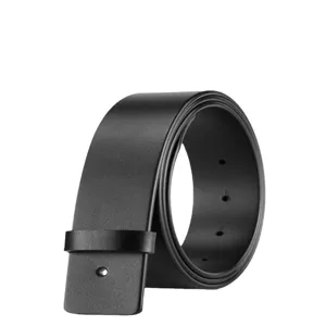 Classic black genuine leather belt strap for men, top grain cowhide without buckle