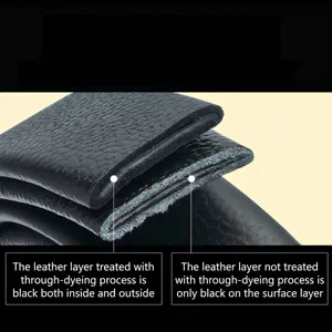 Ceinture haut de gamme en cuir de vachette motif litchi 3,5 cm avec détails précis