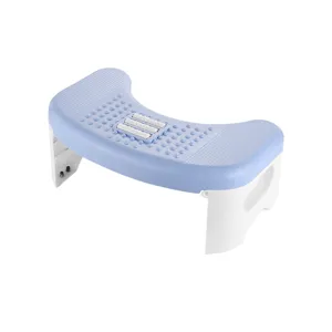 Ergonomic blue and white plastic footstool with anti-slip surface and massage rollers