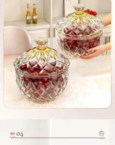 Close-up detail of luxury PET candy storage jar with crystal texture and gold lid