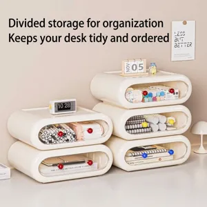 Stackable Desktop Drawer Storage Box Plastic Stationery Organizer Transparent Layered Office School Supplies Storage Case