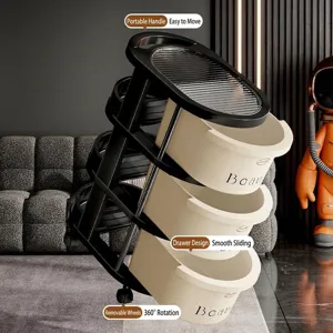 Multi-tier rolling storage cart with drawers for home and bedroom organization