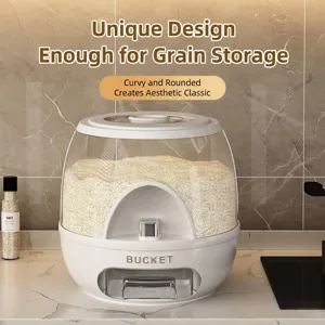 Moderno distributore di riso bianco e contenitore sigillato per cereali in cucina