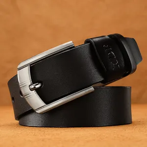 Men Casual Vintage Pin Buckle Belt Synthetic Leather Waistband For Jeans Brushed Alloy Metal Buckle Retro Fashion Accessory