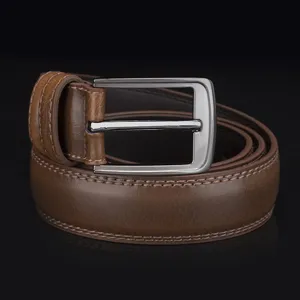 Men's Genuine Cowhide Leather Belt With Alloy Pin Buckle Business Casual Dress Belt For Jeans Pants Professional Trouser Belt Gift