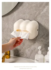 Porta fazzoletti a parete a forma di nuvola in bagno, mano che estrae un fazzoletto
