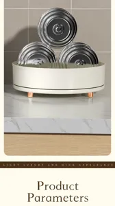 Elegant cream rotating organizer tray with copper feet for kitchen and vanity storage