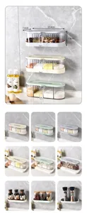 Wall-mounted multi-compartment seasoning boxes with dimensions 23.4cm x 7.5cm x 7.8cm