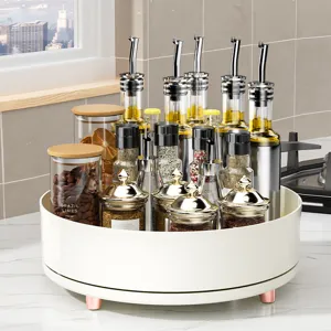 Modern Rotating Seasoning Rack 360 Degree Lazy Susan Kitchen Countertop Storage Tray For Spice Jar Cosmetic Organizer