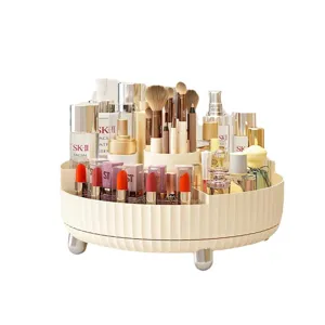 Luxury 360 degree rotating cosmetic organizer tray for vanity large capacity storage