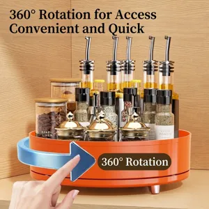 Premium 360-degree rotating spice rack organizer for kitchen countertop and bathroom use