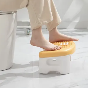 Ergonomic Office Footrest Under Desk Adjustable Toilet Step Stool PP Plastic Non-Slip Massage Roller Footstool For Home Bathroom Posture Correction