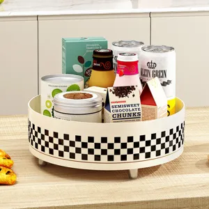 Rotating Seasoning Tray Multi-functional Kitchen Countertop Spice Jar Storage Rack Light Luxury Cosmetic Organizer Plastic Tray