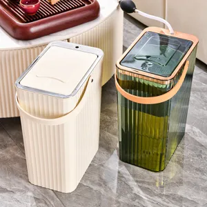Leichter Luxus Teerückstandseimer Ledergriff Tragbarer Mülleimer Teetisch Abwassertrennung Zuhause Büro Dekor