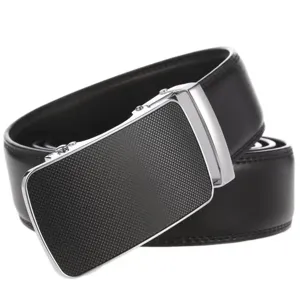 Men Genuine Cowhide Leather Belt With Alloy Automatic Buckle Business Casual Style High Quality Waist Belt For Trousers