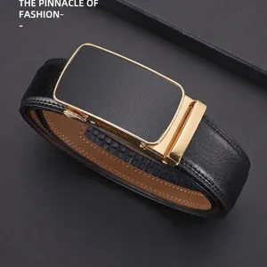 Premium men's leather belt with automatic buckle for business and casual wear