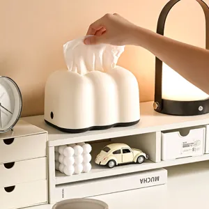 Scatola porta fazzoletti moderna bianco crema a forma di nuvola per scrivania