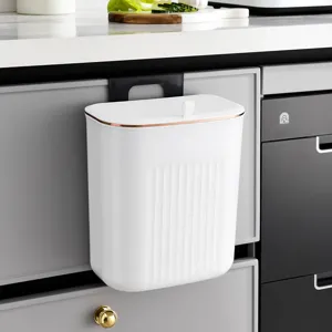 Cubo de Basura de Cocina de Pared Con Tapa Gran Capacidad Contenedor de Basura Colgante Para Puerta de Armario Baño Sala de Estar Cubo de Plástico