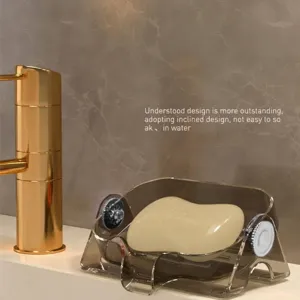 Luxuriöse transparente graue Seifenschale mit selbstentwässerndem Design