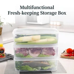 3-tier stackable rectangular food storage containers with lids for refrigerator