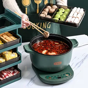 Professional multi-layer vegetable preparation tray rack for hot pot in kitchen scene