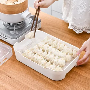 Gran caja de almacenamiento apilable para empanadillas con tapa para refrigerador en cocina