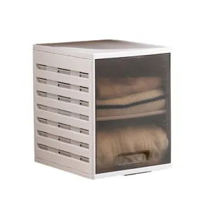 Foldable plastic wardrobe organizer drawer for clothing storage and closet tidying
