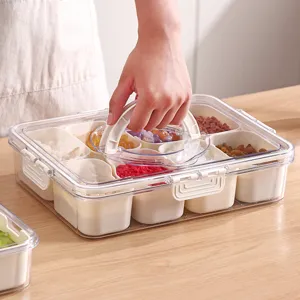 Boîte de rangement alimentaire à 8 compartiments avec poignée et couvercle