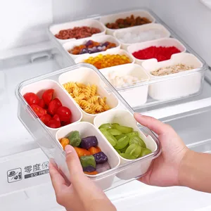 Boîte de rangement pour réfrigérateur avec quatre compartiments pour collations et fruits