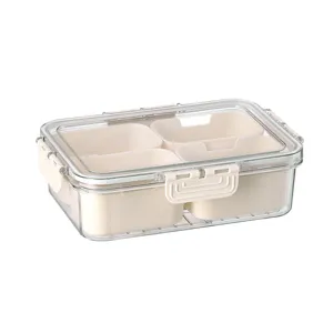 Conteneur de stockage alimentaire en plastique avec compartiments et couvercle hermétique