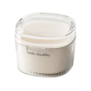 Professional transparent dental retainer cleaning box with draining basket and white base