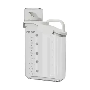 Transparent food-grade plastic cereal storage container with handle and 2.5L scale markings