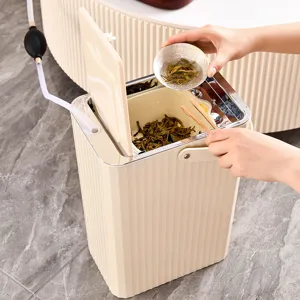Premium cremeweißer Teeeimer mit Filtersieb und Entwässerungsschlauch für Teetisch