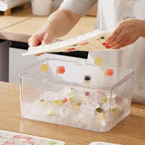 Contenitore trasparente per cubetti di ghiaccio con vassoio flessibile per frutta