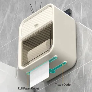 Scatola per fazzoletti da bagno a parete con doppia uscita e porta telefono integrato