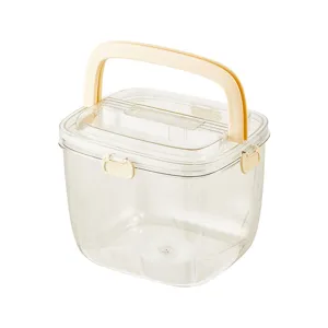 Transparent plastic ice bucket with handle and lid for champagne and beer storage