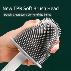 Flexible TPR soft head toilet brush designed for deep cleaning corners in the bathroom