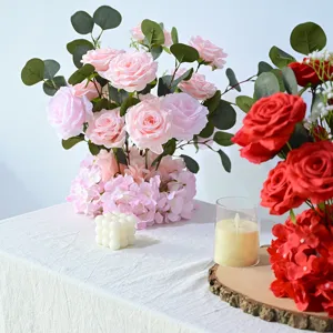Fleur artificielle de mariage centre de table decor style nordique arrangement de roses roses
