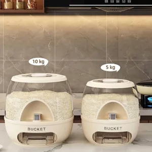 Set di contenitori per riso sigillati con pulsante, capacità 5kg e 10kg per cucina