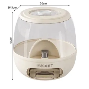Dispenser di riso ermetico moderno color crema 10kg con indicazioni delle dimensioni