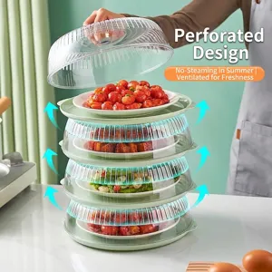 Stackable multi-layer food cover rack with hollow breathable design for food storage