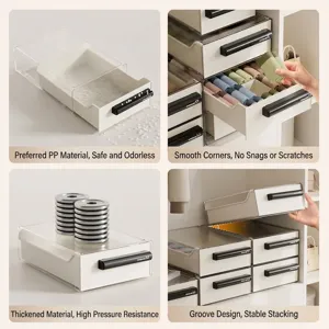 Stackable drawer-style underwear storage box with transparent shell for closet organization