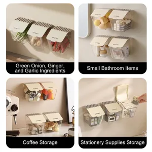 Wall-mounted transparent storage box with flip lid for multi-scene organization