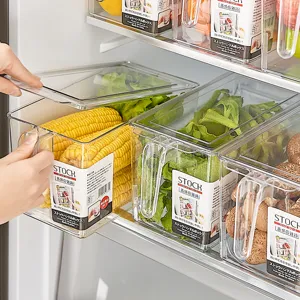 Transparente Kühlschrank-Aufbewahrungsbox mit Griff und Deckel für Obst und Gemüse