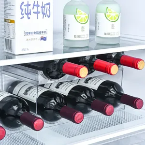 Stapelbares, transparentes Weinregal für Kühlschrankaufbewahrung und Flaschendisplay