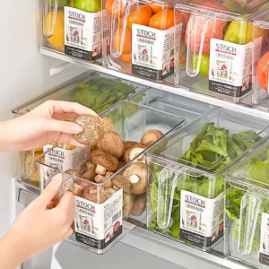 Transparente Küchen-Aufbewahrungsbox mit Griff und Deckel für Kühlschrank-Organisation